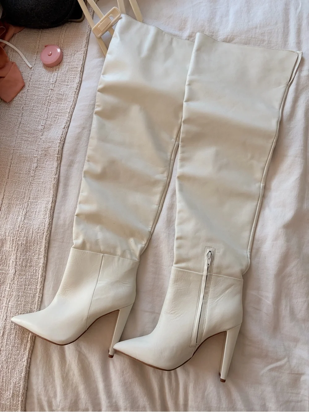 ALDO Cream Over-the-Knee High Heel Boots (NEVER WORN)